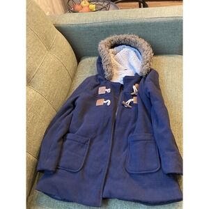 Old Navy Girls Toggle Coat Size M (8) Navy Faux Fur Hood Sherpa Lined Jacket‎